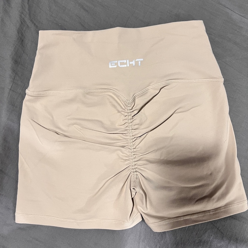 ECHT Tan High Waist Shorts With Scrunch Bum